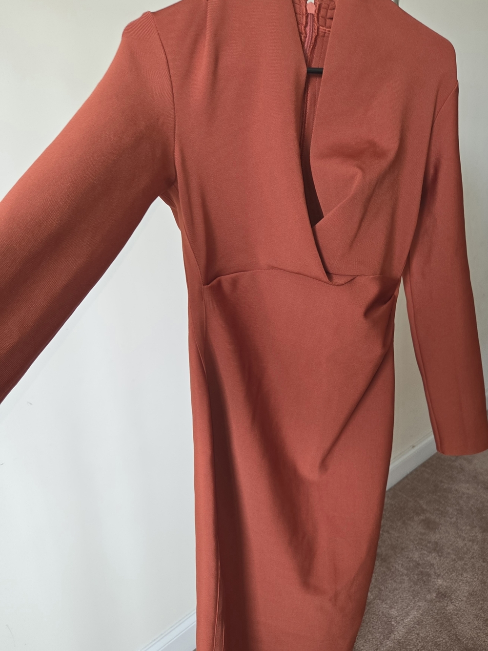 Women's Rust Long Sleeve Wrap-Style Dress